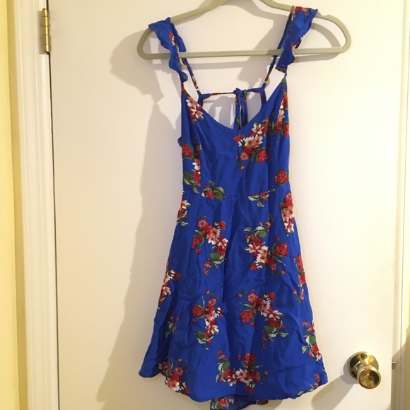 Lulu’s Royal Blue Floral Print Mini Dress Skater - Picture 5 of 8